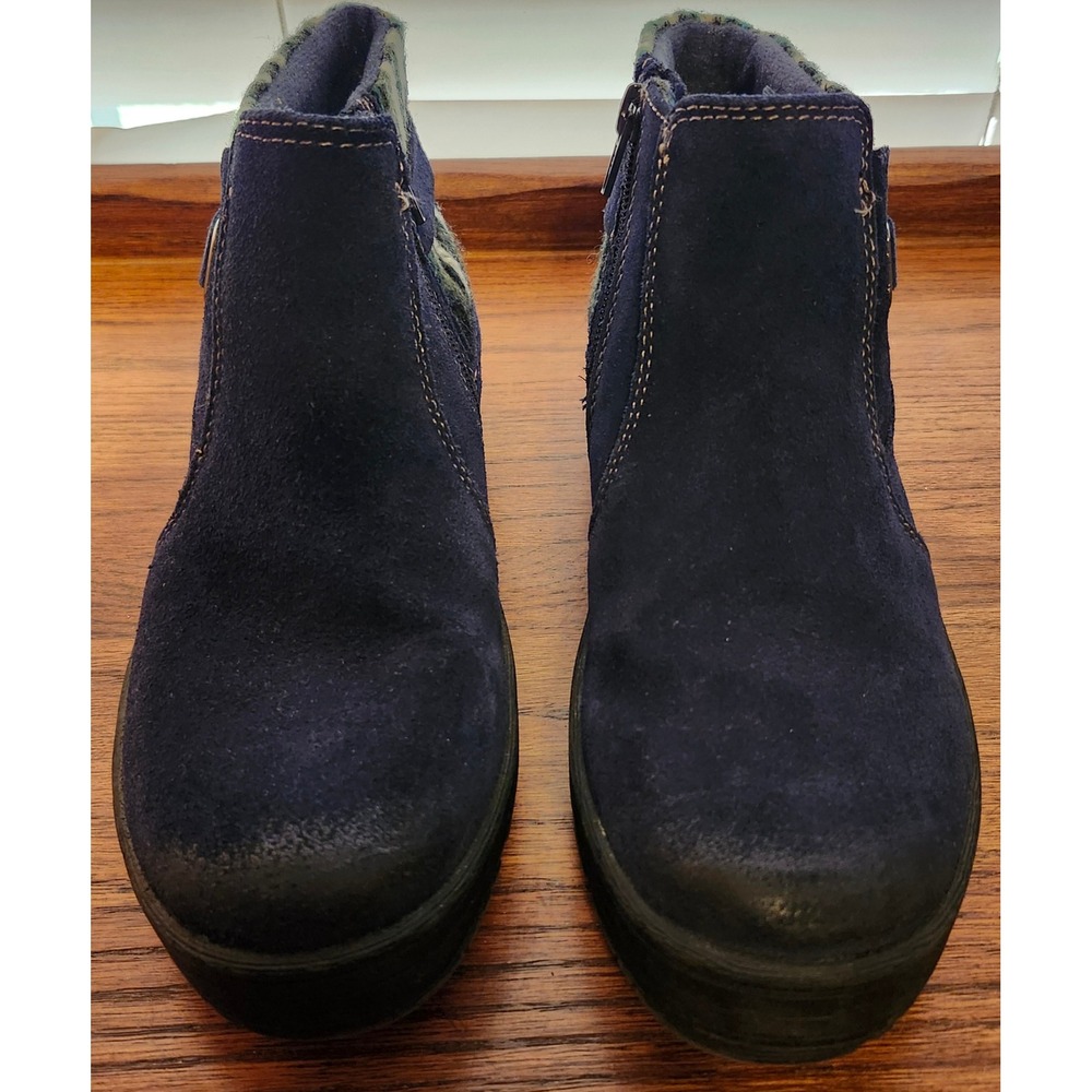 Earth Origins Tate Navy Blue Suede Knit Ankle Boots Womens 6.5 M 2017F Booties
